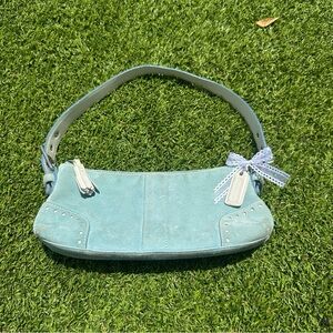 Coach Light Blue Shoulder Bag with Bow Detail